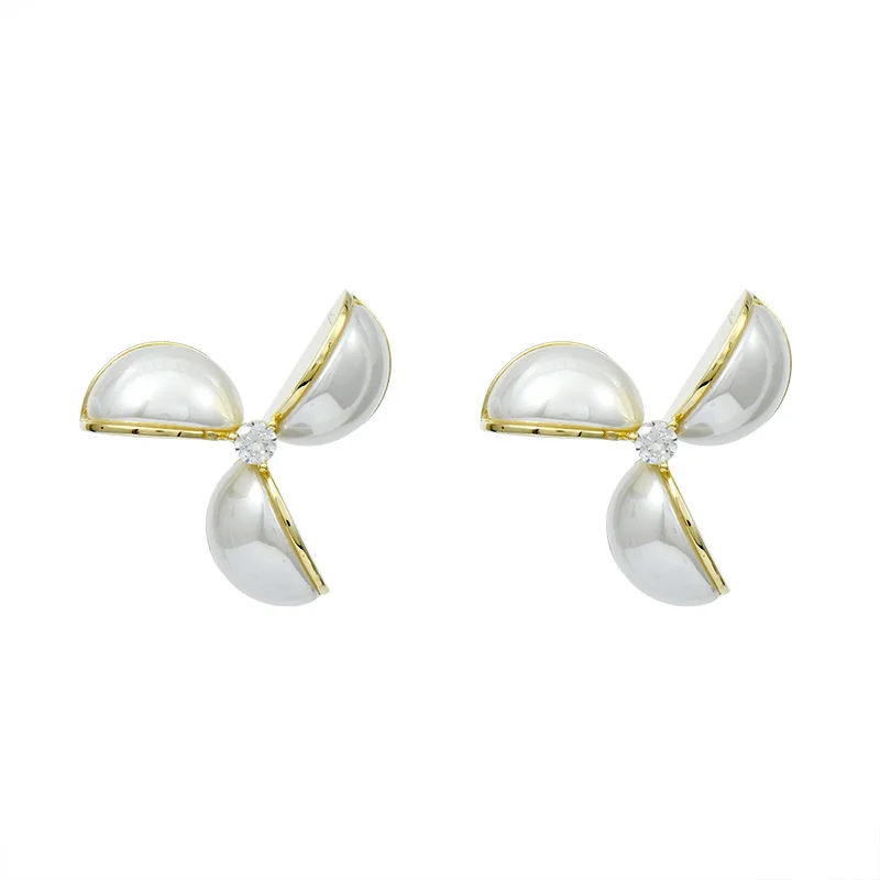 

Korean temperament niche design windmill pearl earrings fashion new cute girl all-match 925 silver needle ladies earrings
