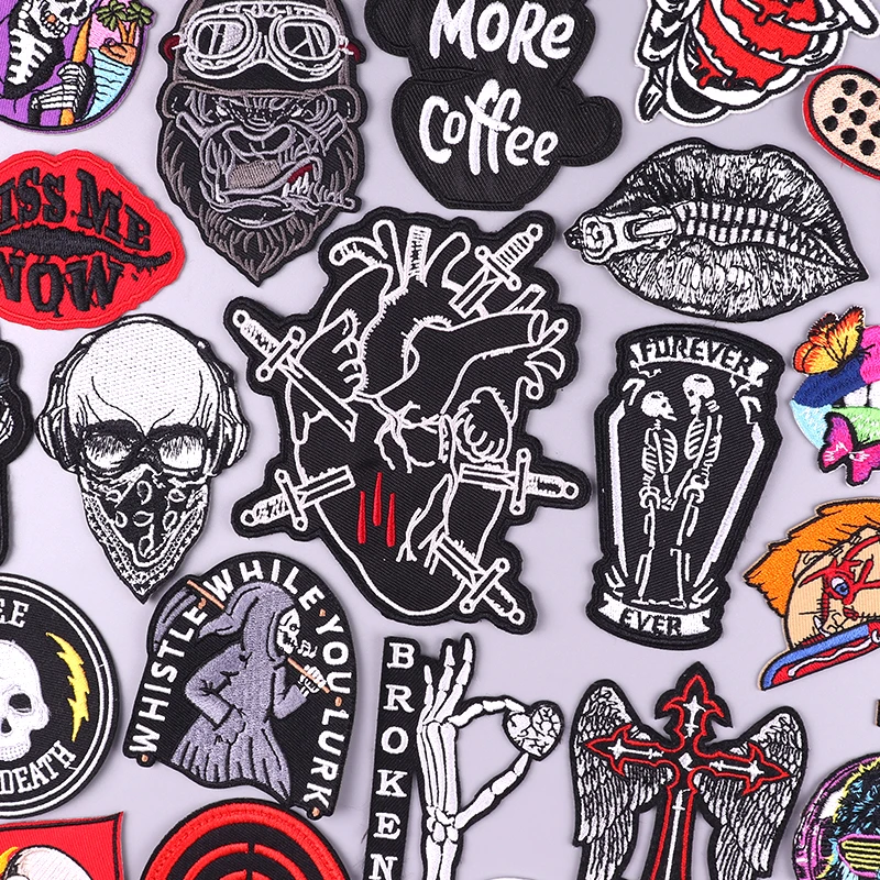 

Horror Embroidery Patch Punk Skull Iron On Patches For Clothing Thermoadhesive Patches On Clothes Jackets DIY Sewing Stickers