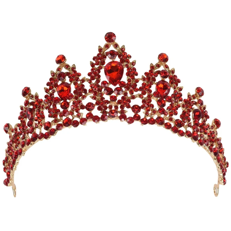 

Red Pageant Wedding Crystal Tiaras And Crowns Bridal Rhinestone Tiaras Crowns Hair Jewelry Women girls Hairband