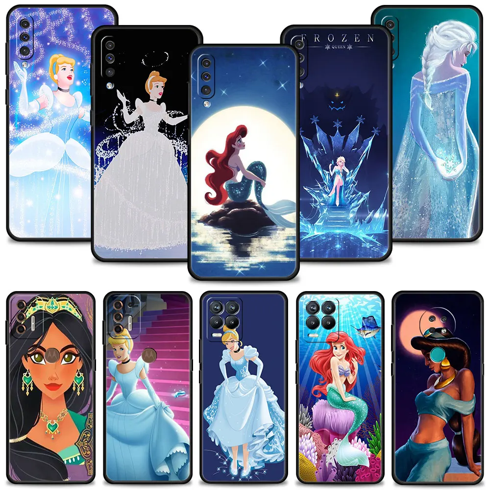 

Phone Case For Samsung Galaxy A50 A30 A70 M31 Case for MOTOROLA G30 G60 G9 Silicone Shell Ariel Cinderella Elsa Princess Queen