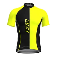 2022 team mens short sleeve cycling jersey summer spandex yellow color block bike top