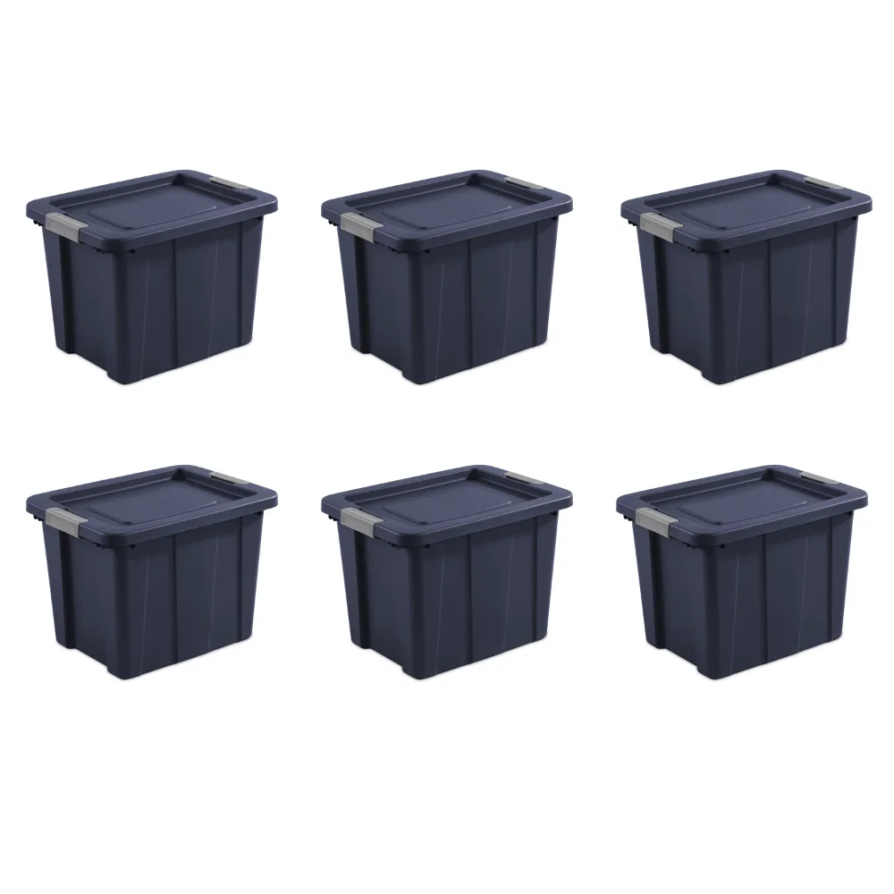 

storage box organizer 18 Gallon Latching Tuff1 Tote Plastic, Dark Indigo, Set of 6