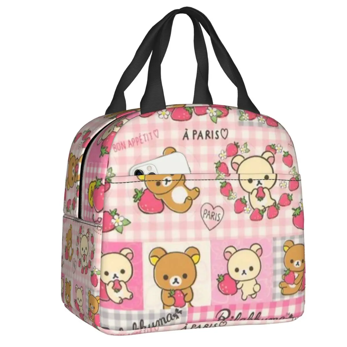 

Rilakkuma Resuable Lunch Boxes Women Leakproof Cartoon Animation Image Cooler Thermal Food Insulated Lunch Bag