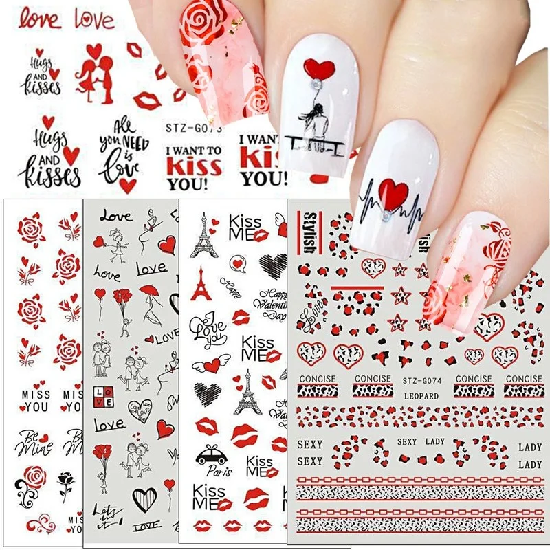 

Nail Stickers Valentine's Day Series Rose Cupid Love Love Lips Stickers Decoration Tips For Beauty Salons