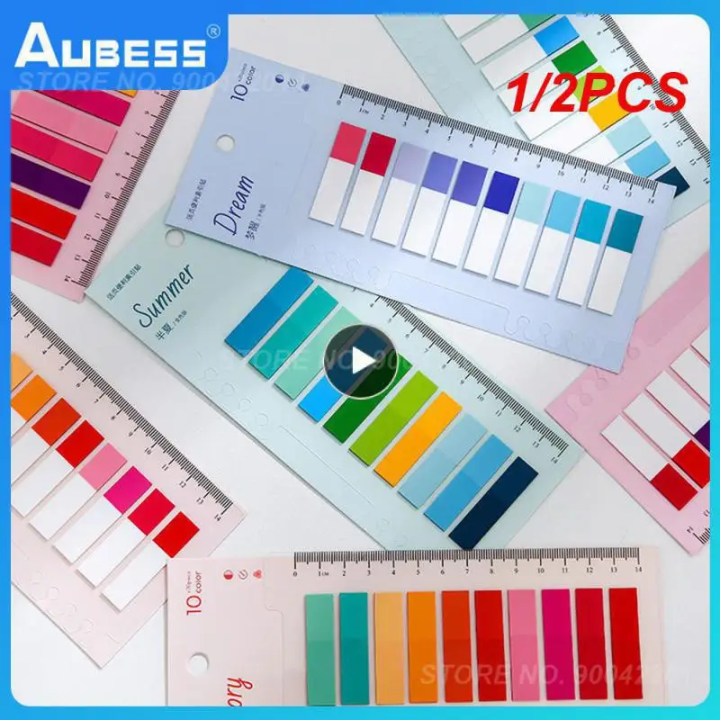 

1/2PCS Index Tabs With Ruler Writable File Tabs Flags Colored Page Markers Labels For Reading Notes Books School Office