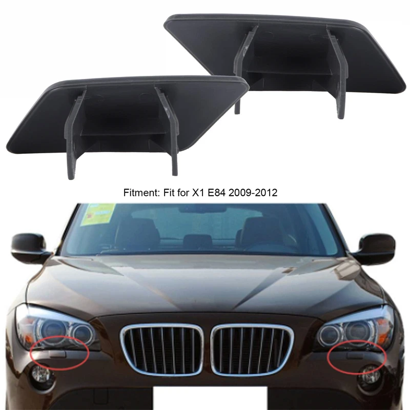 

For BMW X1 E84 2009-2012 Front Headlight Lamp Spray Washer Cap Nozzle Cover Left Right Unpainted Primed 51112993585 51112993586