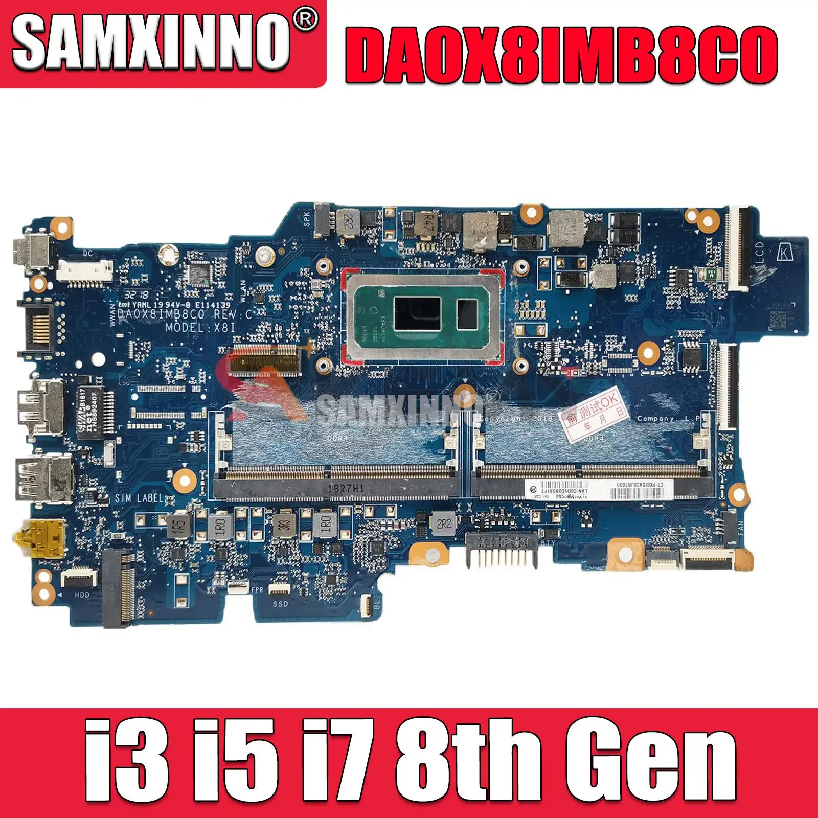 

DA0X8IMB8C0 For HP Probook 430 G6 HSN-Q14C Notebook Mainboard with i3 i5 i7 8th Gen CPU DDR4 Motherboard