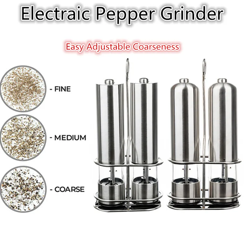 

Electric Salt and Pepper Grinder Mill Stainless Steel Pepper Spices Mill Cutter Kitchen Seasoning Tools Accessories for Cooking