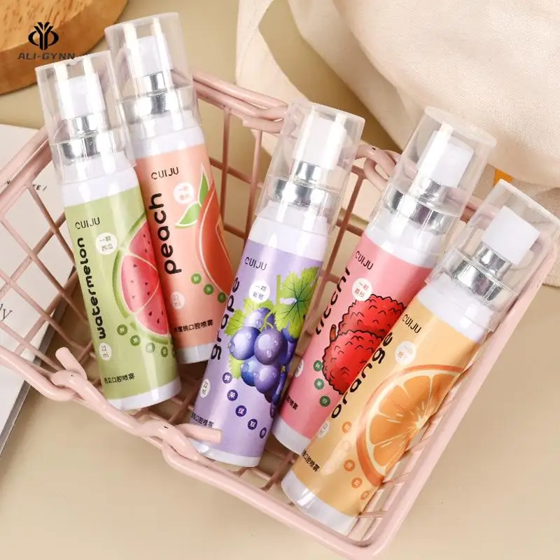 

22ML Portable Breath Freshener Eliminates Bad Breath Oral Care Spray Long Lasting Grapes Orange Watermelon Peach Date Tool