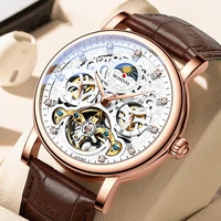 top brand luxury mens watches fashion automatic watch for men tourbillon clock genuine leather waterproof mechanical watch