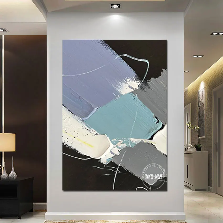 

Абстрактная серая и белая художественная картина ручной работы, идея для рисования на холсте, Акриловая картина, искусство, большой офисный...