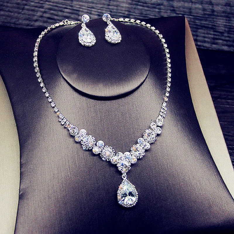 Свадебная оптовая продажа женское ожерелье серьги набор свадебное платье ожерелье ужин банкет ювелирные изделия