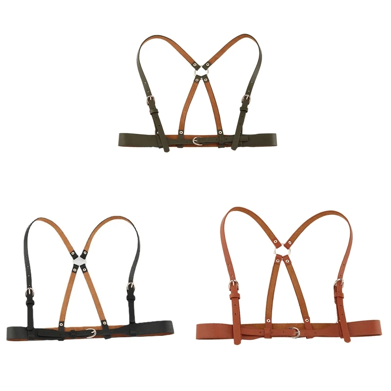 

649D Retro Waist Decor Waist Harness Belt Body Chain Multi Goth Adjustable for Girls