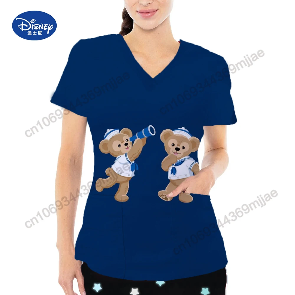 

Disney Graphic Tee Nurse Uniform Women's -shir T Shirt Y2k Tops V-neck Woman Clothes Pocket Tshirt Korean Fashion Y 2k Top Yk2