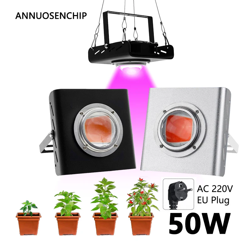 

Светодиодная лампа полного спектра для выращивания растений, Ультратонкий алюминиевый светильник COB 50 Вт, фиолетовая лампа для комнатных растений-суккулентов, 220 В переменного тока, европейская вилка