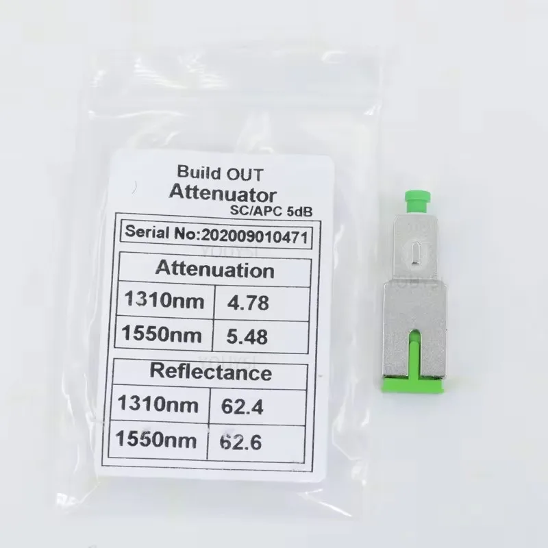 5 шт./пакет SC(папа)/APC-SC(мама)/APC одномодовый оптоволоконный аттенюатор SC/APC-SC/APC 1 дБ 2