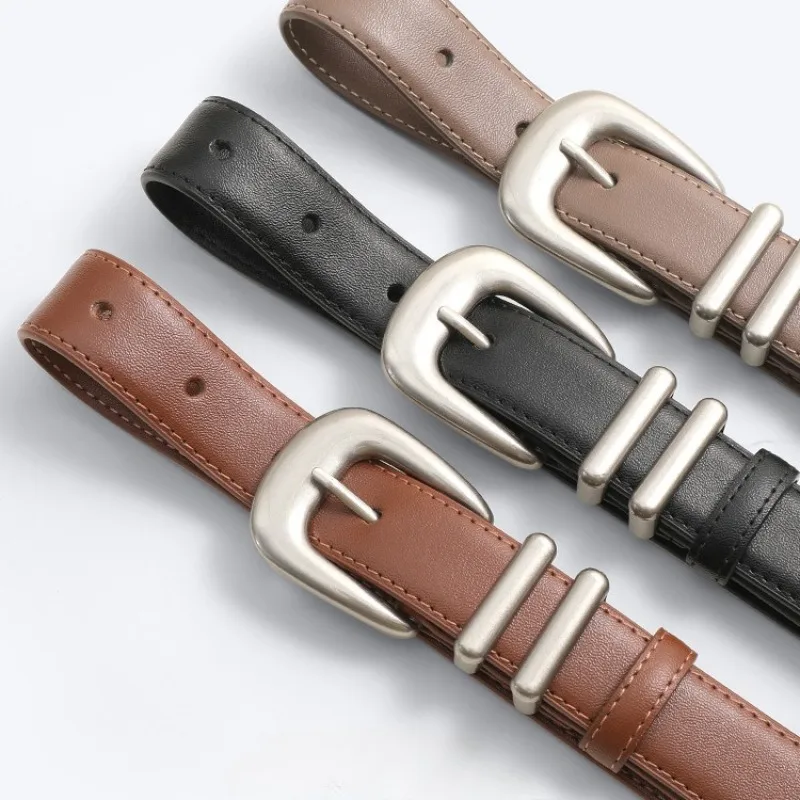 Роскошный тонкий ремень с кожаной пряжкой для женщин простая корейская версия