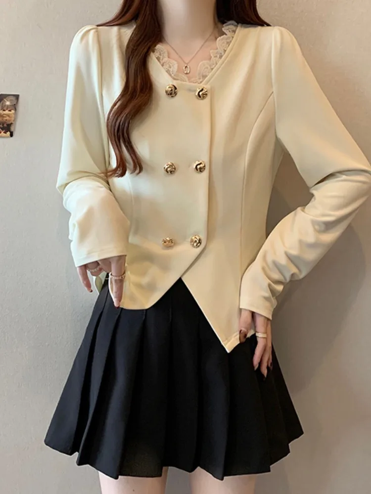 Женская одежда больших размеров Весенне-осенний дизайн Sense Western Sle Кружевные