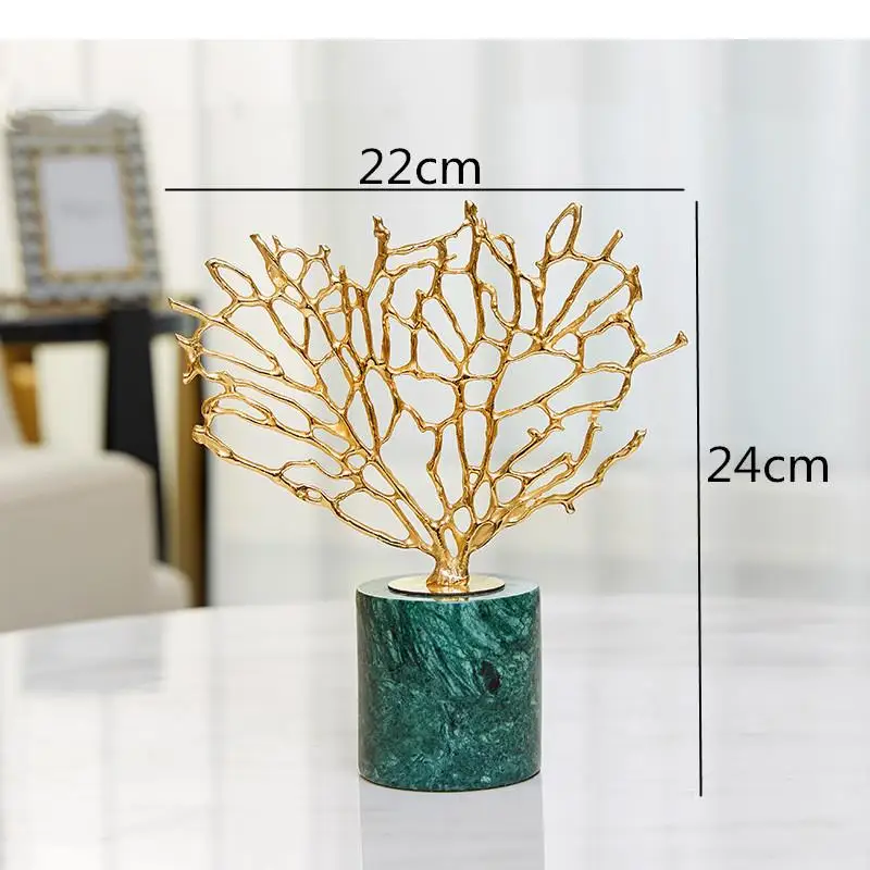 Скандинавская Золотая древесина Мраморная основа декоративные украшения