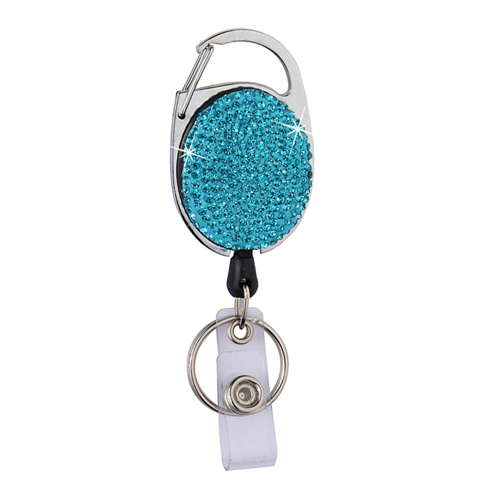 

Gift Clip On Swivel Carabiner Fashion Retractable Badge Holder Recoil Key Ring With Belt Clasps ID Card Reel Bling Rhinestone