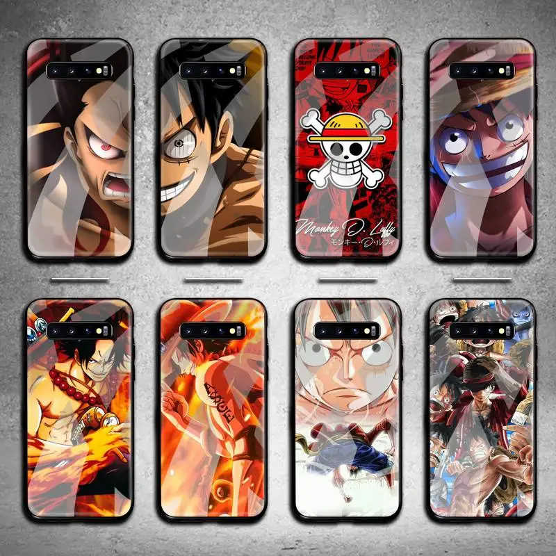 

one piece luffy Phone Case Tempered Glass For Samsung S20 Plus S7 S8 S9 S10 Note 8 9 10 Plus