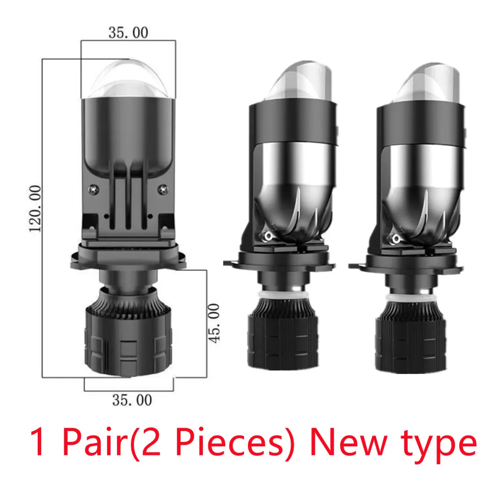

2023 лампа с двумя линзами, мини-объектив, фонарь, Лазерная линза H4, высокая мощность для автомобилей, дальний свет, ближний свет, проектор Canbus, турбо вентилятор