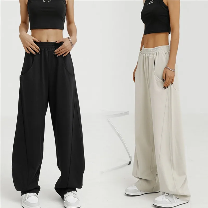 2023 Women High Waist Bloomers Fashion Hip Hop Streetwear Casual Pants Spring Korean Lace Up Student Trousers New