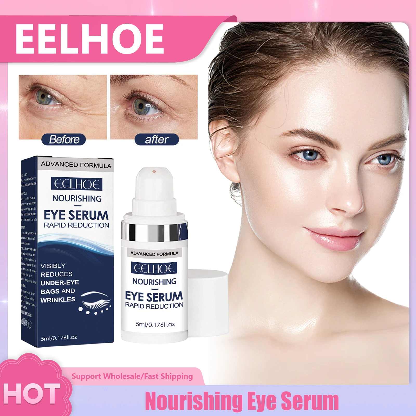 

Anti Aging Eye Serum Reduce Wrinkles Lighten Fine Lines Improve Dark Circles Smooth Whiten Firming Moisturizing Puffy Eyes Serum