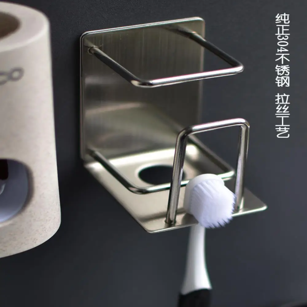 

Multifunction Toothbrush Holder Wall Mounted 304 Stainless Steel Wash Cup Storage Rack Bathroom Organizer