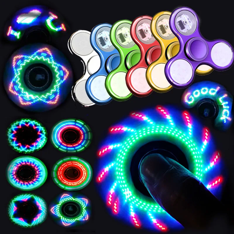 

Transparent Luminous LED Light Fidget Spinner Hand Top Spinners Glow In Dark Light EDC Figet Spiner Finger Stress Relief Toys