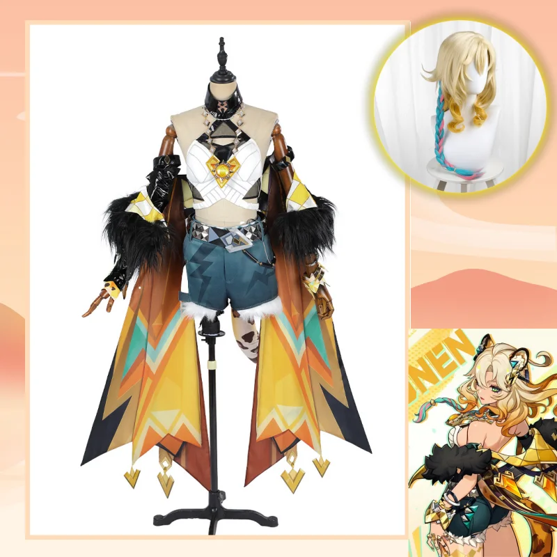 Genshin Impact Xilonen Косплей Костюм Парик Униформа Хвост Головные Уборы Кольца Ожерелье