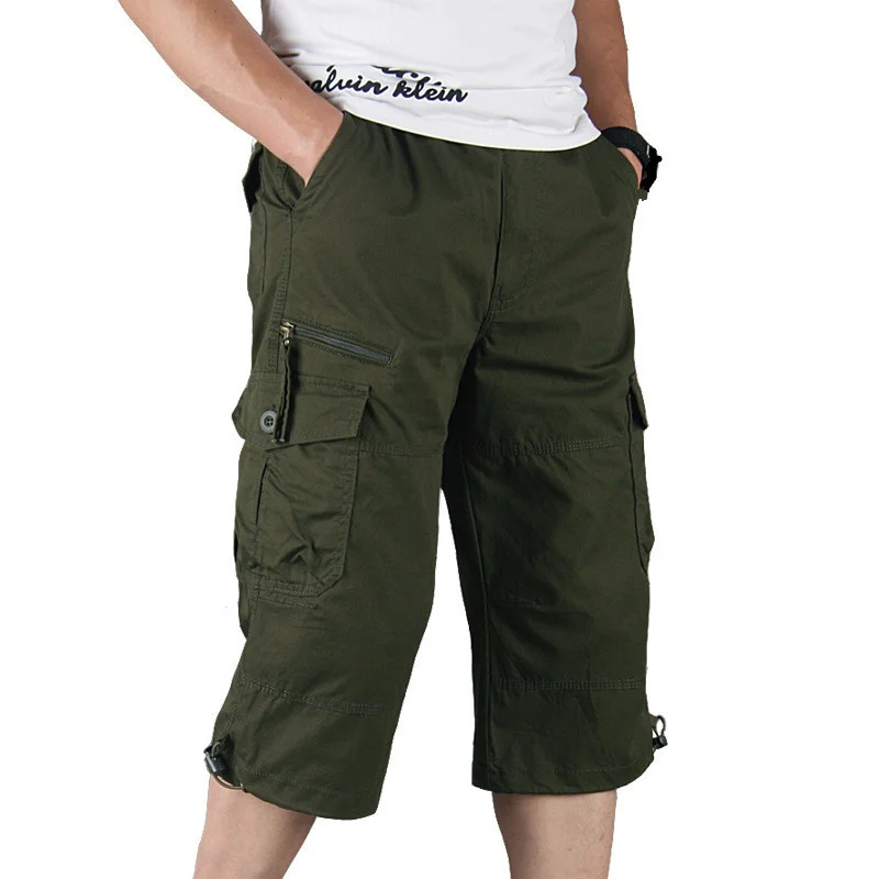 

Летние длинные шорты-карго размера плюс 5XL, мужские повседневные камуфляжные брюки-Капри с несколькими карманами, модные бриджи, рабочие шорты в стиле милитари