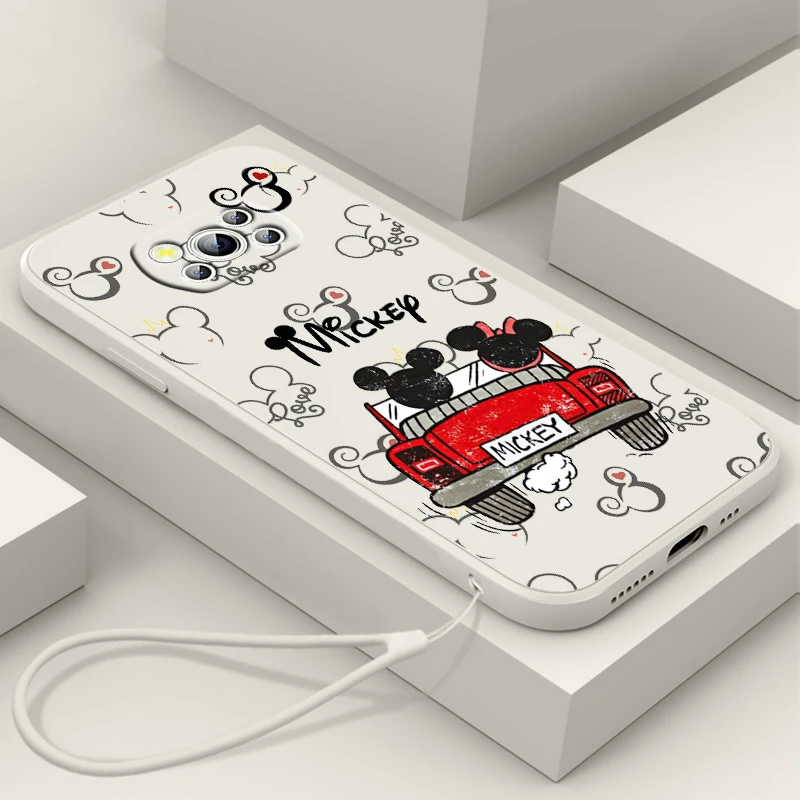 

Mickey Minnie Travel Liquid Rope Phone Case For Xiaomi Mi Poco X4 X3 NFC F4 F3 GT M5 M5s M4 M3 Pro C40 C3 5G Cover Shell Coque