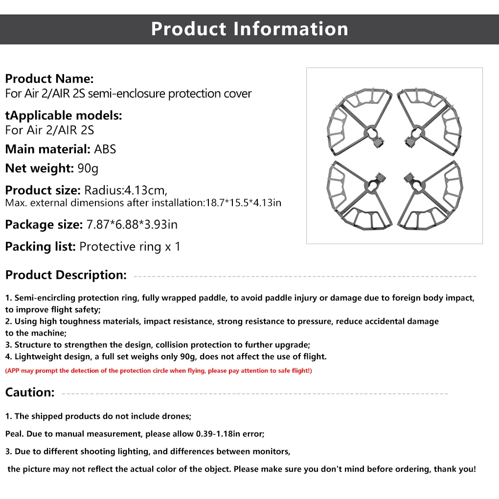

Drone Propeller Protector Quadcopter Plastic Lightweight Anti-collision Guard Quick Release Half Closure Aircraft Supplies