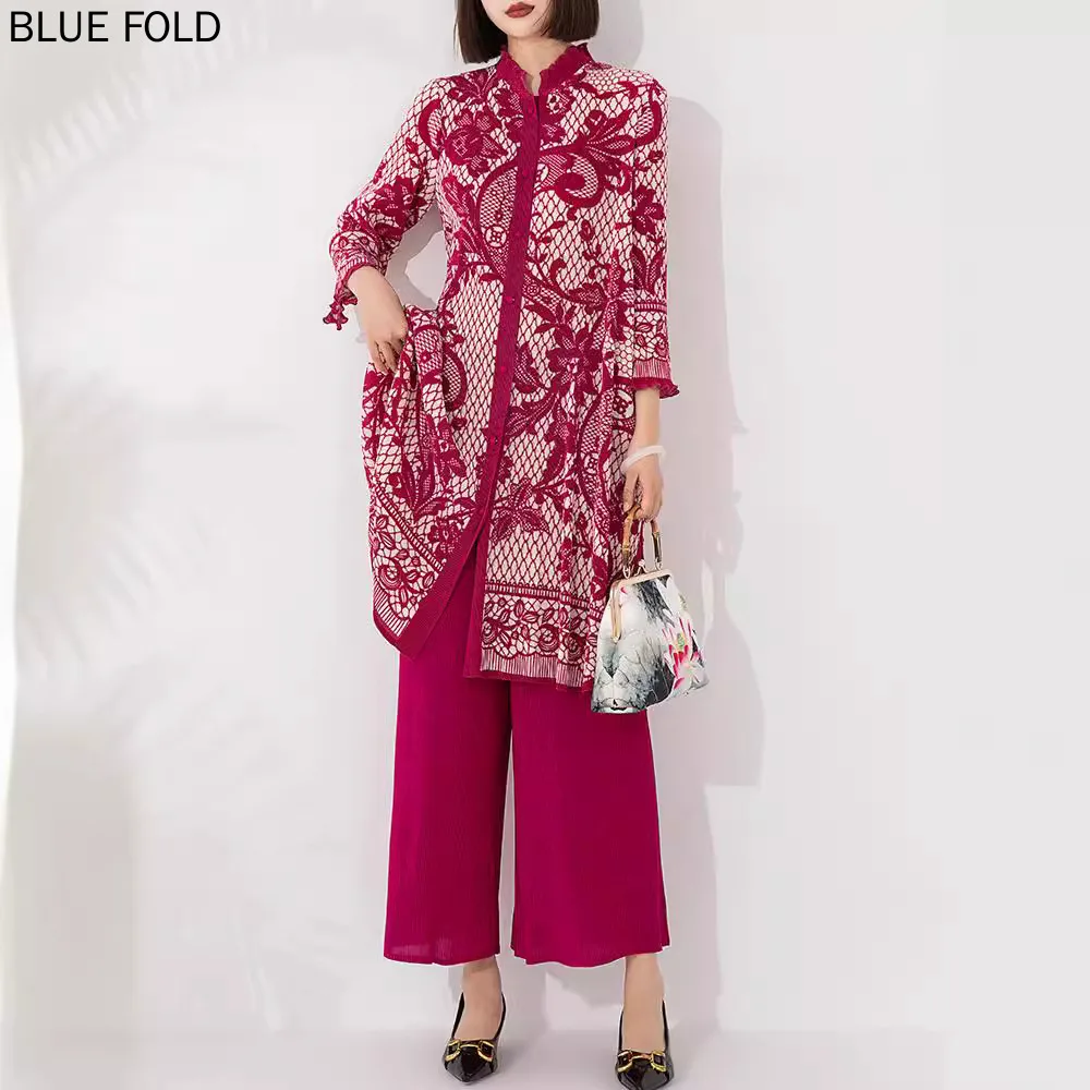 MIYAKE PLEATS-Комплект из двух предметов для женщин Новая китайская ретро-мода длинный