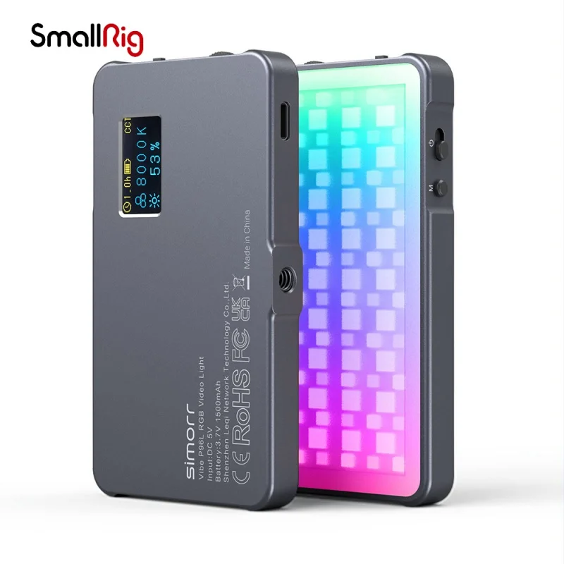 

SmallRig P96L RGB Video Light, Portable LED Camera Light Full Color Fill Light CRI 96+ Rechargeable LED DSLR Lighting 3489