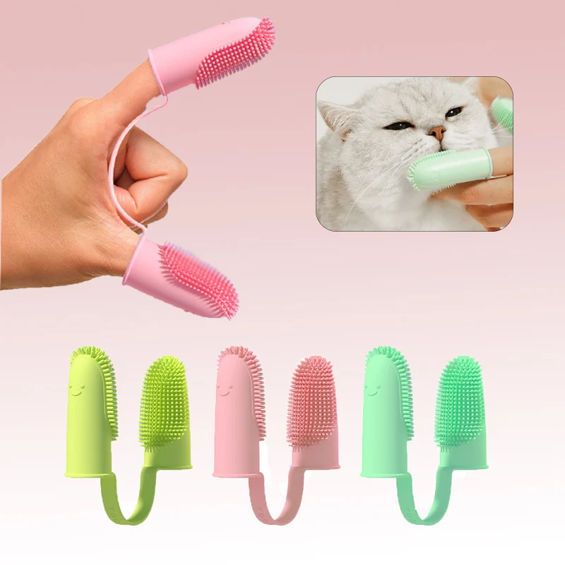 

Dog Super Soft Double Finger Toothbrush Pet Teeth Clean Bad Breath Care TPR Tooth Brush Clean Tool Dog Toothbrush Accessories