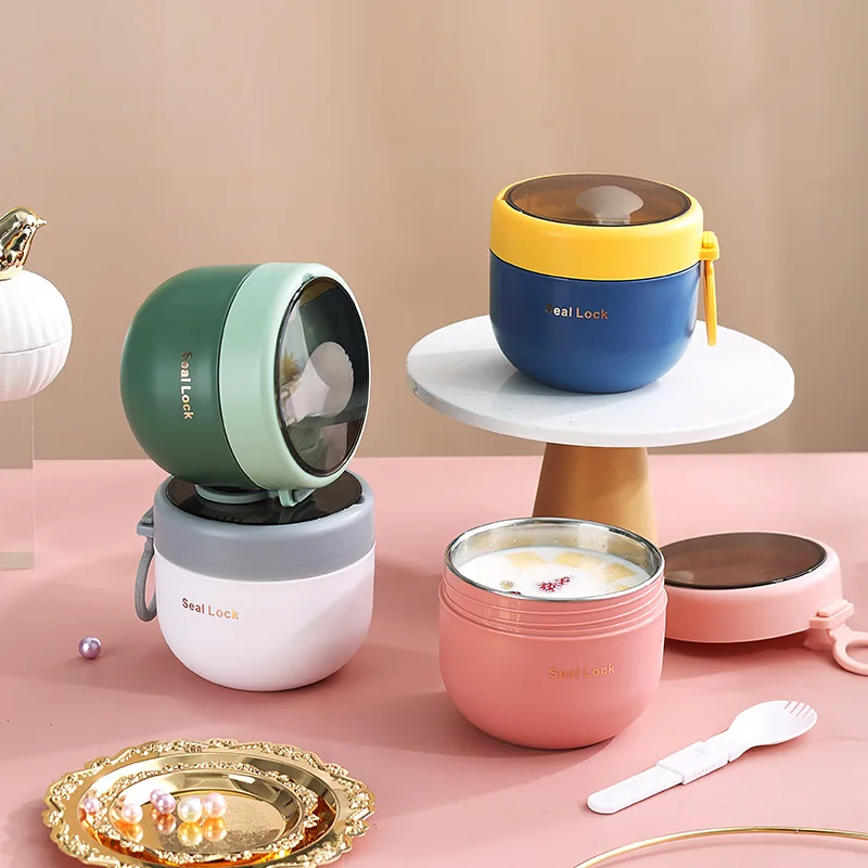 Breakfast Food Insulated Soup Cup Thermos Food Container Stainless Steel Lunch Box Microwaveable Oatmeal Porridge Handy Cup