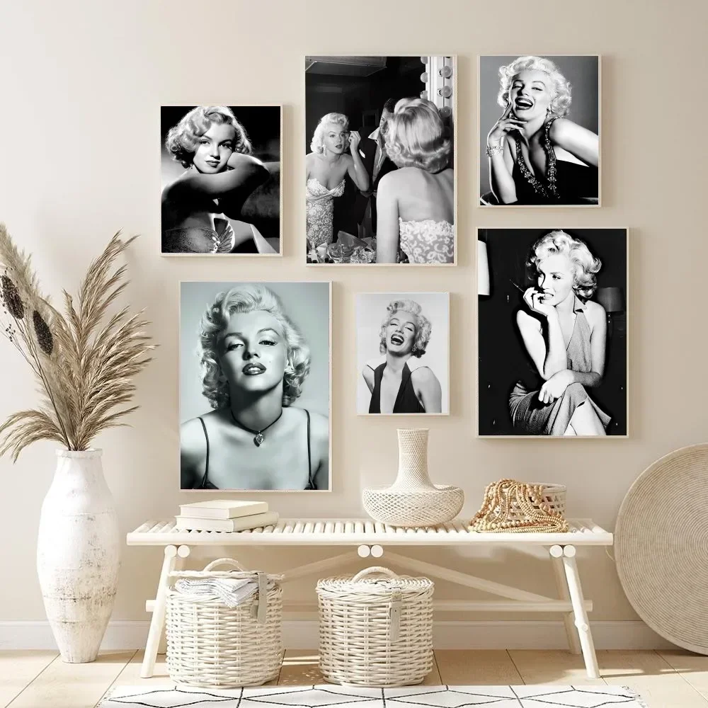 Черно-белая портретная звезда M-Marylin Monro Artwork на холсте настенное украшение HD