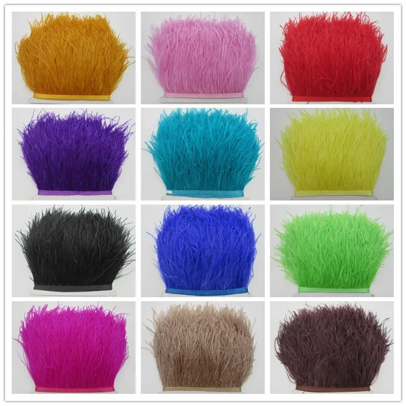 

10yards high quality real ostrich feather trims height 10-15CM feathers for Crafts skirt/dress/costume accessories decoration