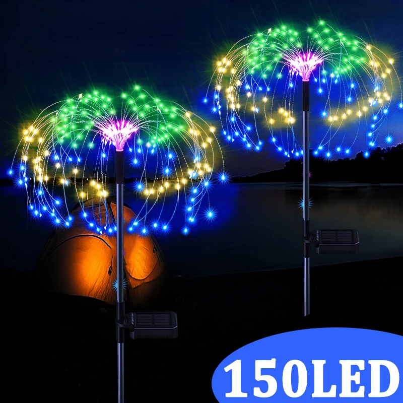 

Solar Powered Outdoor LED Dandelion Lawn Lights Waterproof Solar Fireworks Garden Decor Pathway Lighting For Home Balcony Patio