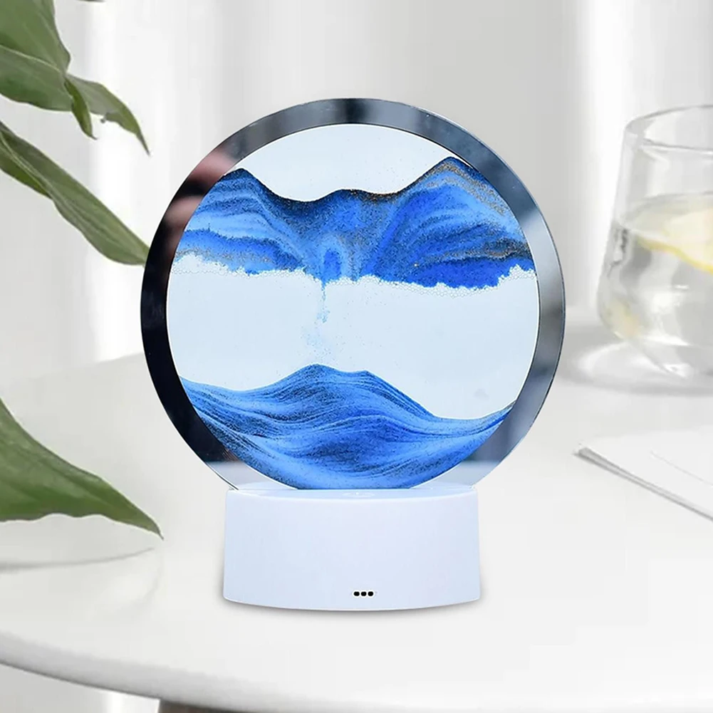 

3D Moving Sand Art Picture Round Square Glass Deep Sea Sandscape In Motion Display Flowing Sand Frame Sand Painting Decor Crafts
