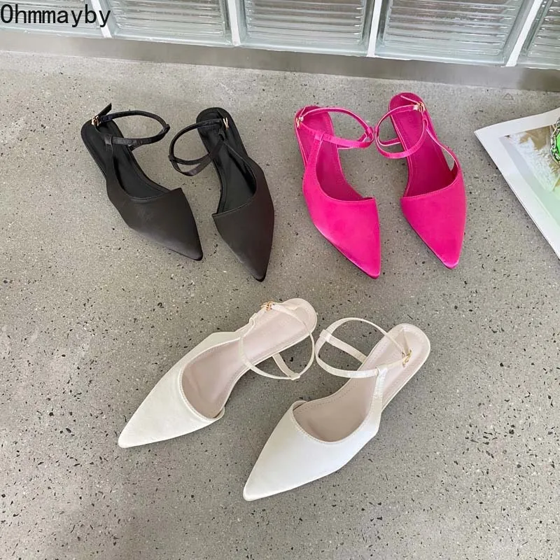 

2022 Women Catwalk Shoes Woman Slingbacks Thin High Heel Sandals Ankle Strap Elegant Pointed Toe Pumps For Party Wedding Shoes