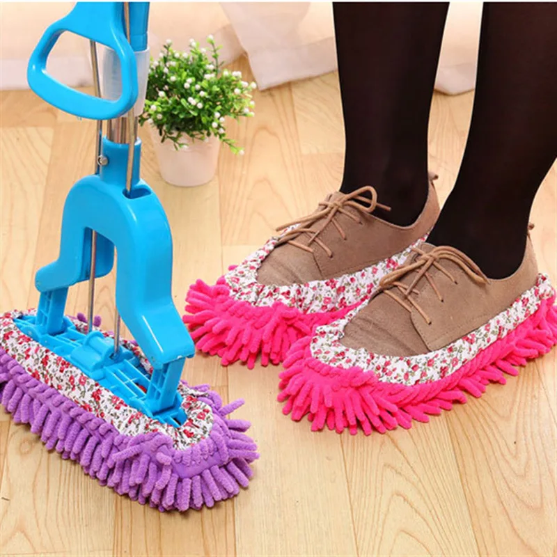 

1pair Multifunction Floor Dust Slippers Lazy Mopping Shoes Floor Cleaning Micro Fiber Cleaning Shoes Kitchen Accessories