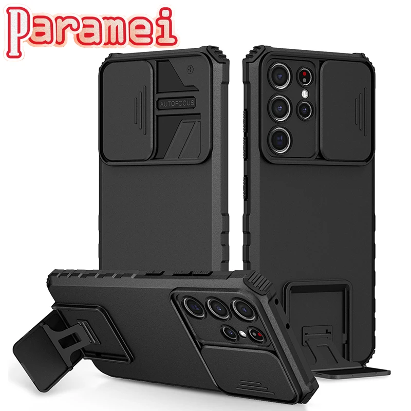 

Paramei Slide Camera Armor Phone Case For Samsung Galaxy M02 M10 M10S Rugged Drop Bracket Cover For Samsung Galaxy M12 M32 Case