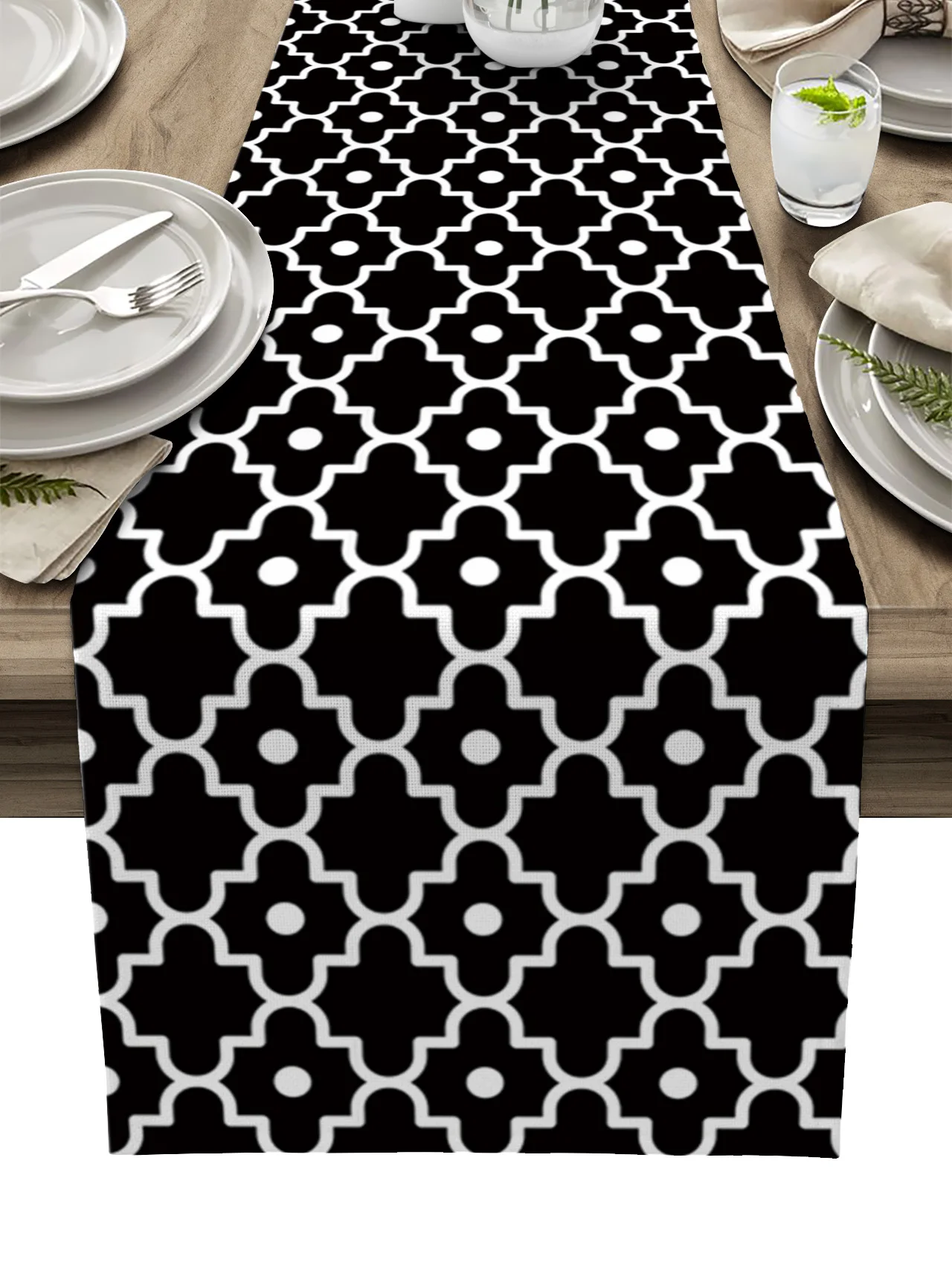 

Moroccan Style Pattern Black Background Table Runner Decoration Home Decor Dinner Table Decoration Table Decor