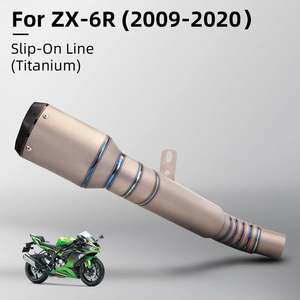 Фото Выхлопные системы ZX6R для мотоциклов Kawasaki ZX-6R ZX636 2009-2020: Спортивный гоночный комплект глушителей с накладной трубой (Slip-on) №1