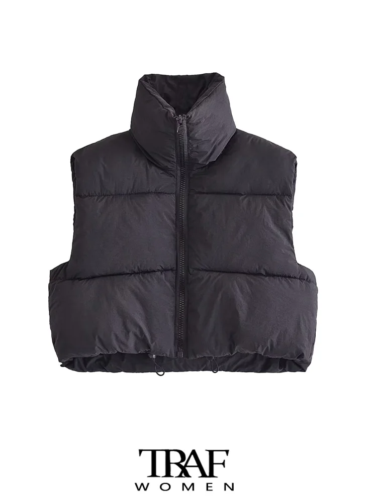 

Женский винтажный жилет на молнии, с высоким воротником, без рукавов