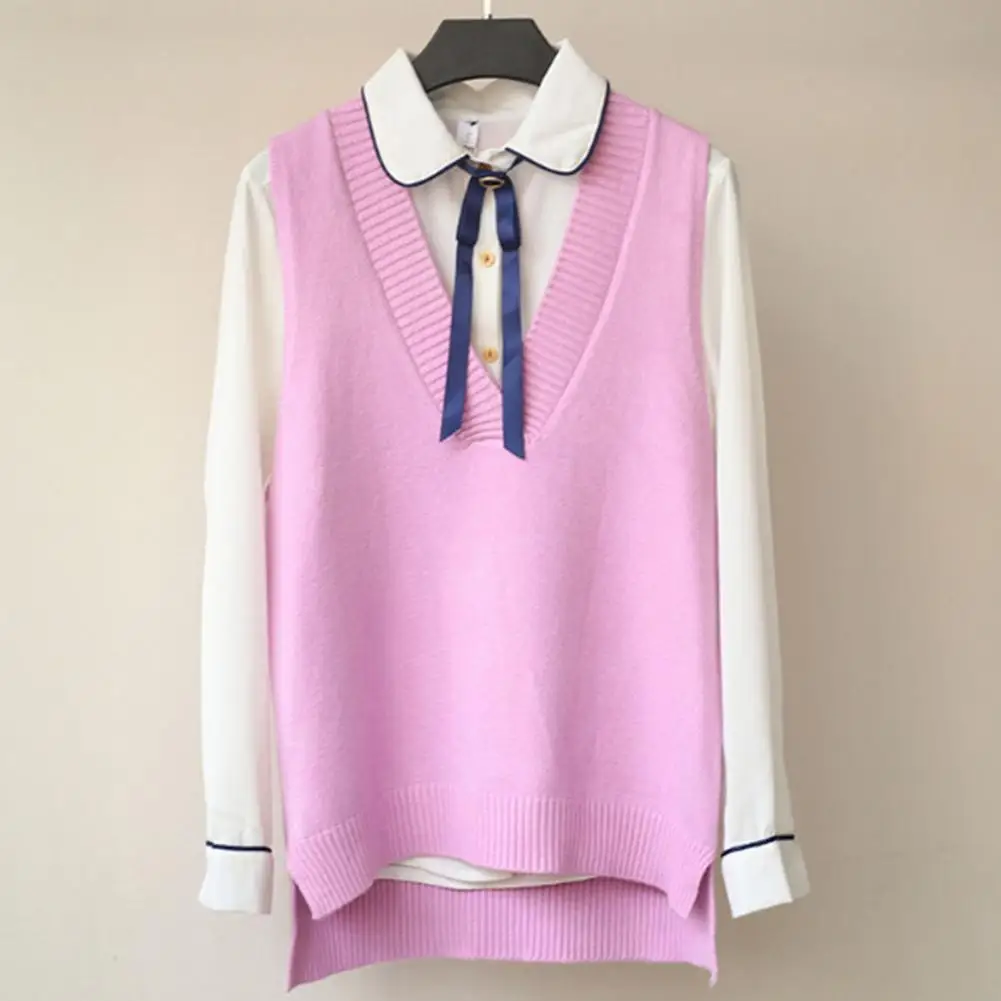 

Knited Vest Chic Cozy Women's Sleeveless Sweater Vests Irregular Hem Knitted Pullovers for Fall Winter Warmth Cozy Pullover