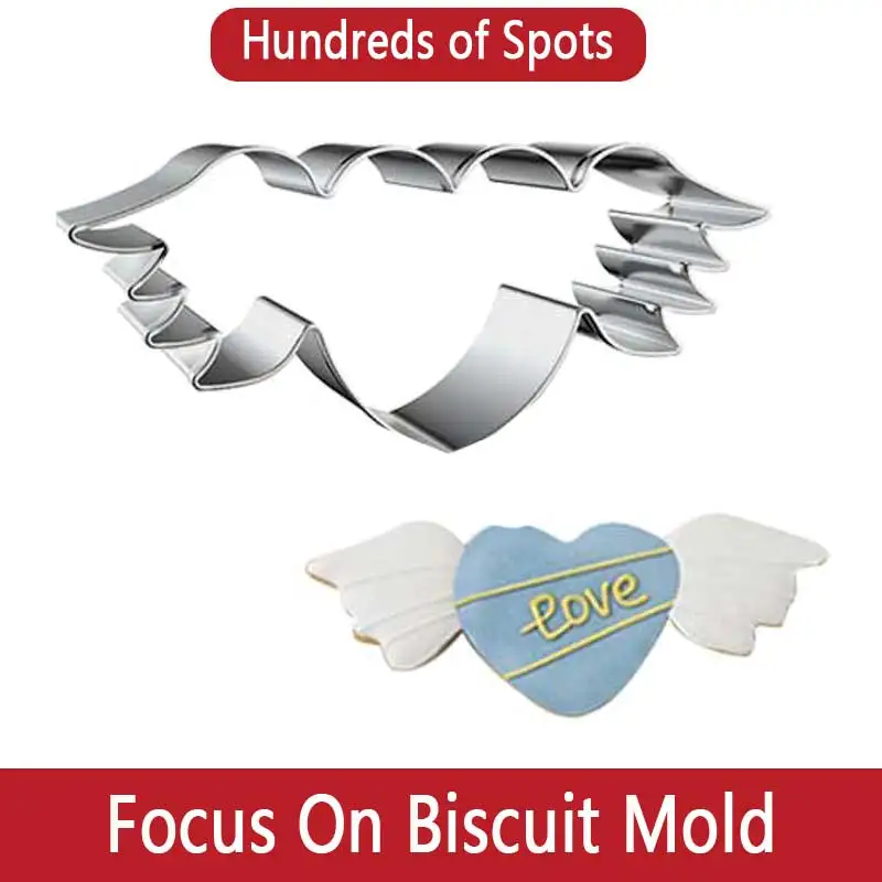 

Heart Metal Cookie Cutter Angel Wing Valentine Cake Decorating Tool Party Patisserie Gateau Love Biscuit Mold Pastry Bakeware